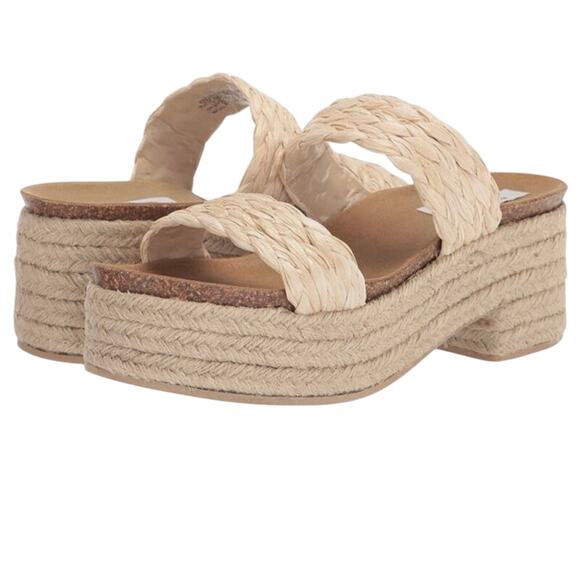 Women’s 9.5 Color Raffia Steve Madden Manifest Esapdrille Platform Sandals Shoes - Picture 3 of 8